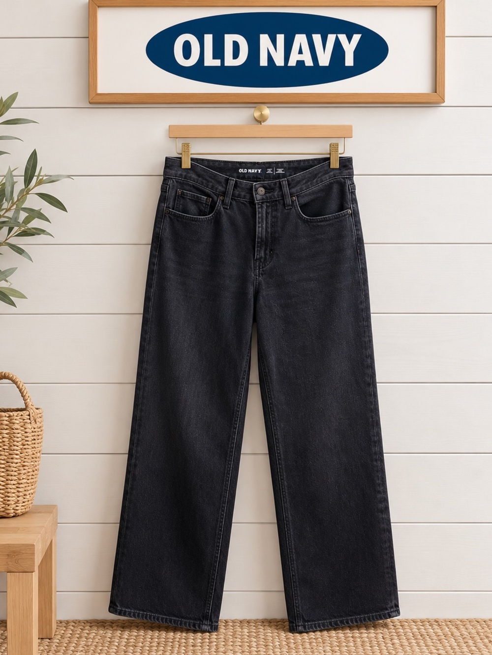 Old Navy High-Waisted Wide-Leg Jeans – Black – Size 10 Long